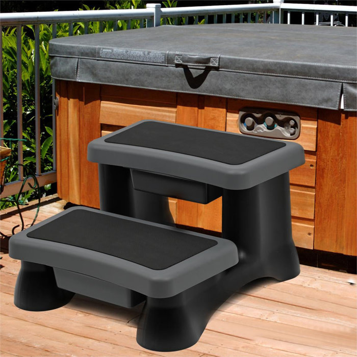 ShangQuan WuLiu Hot Tub Step Dark Gray with Storage, Spa Steps with